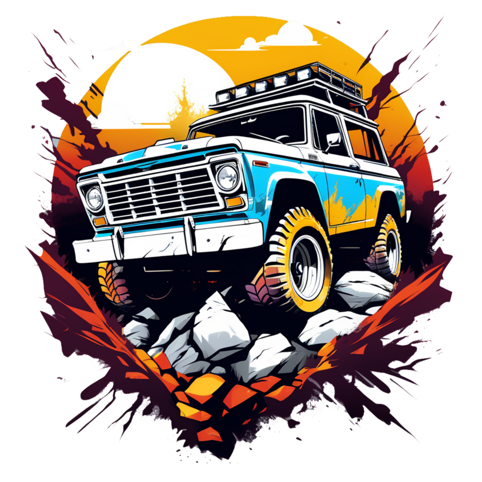 AI generated off-road car illustration for t-shirt images png