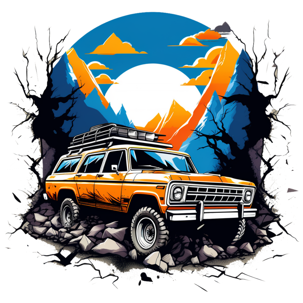 AI generated off-road car illustration for t-shirt images png