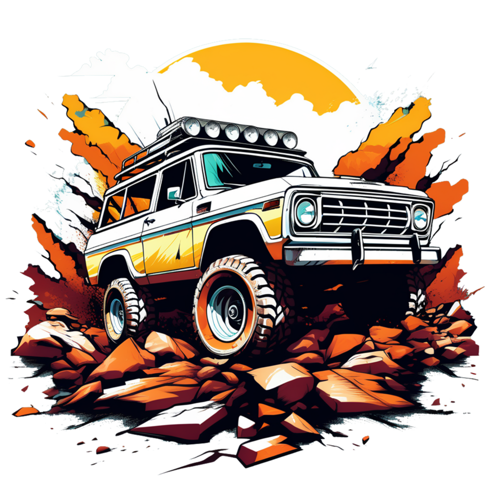AI generated off-road car illustration for t-shirt images png