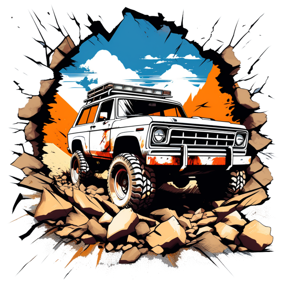 AI generated off-road car illustration for t-shirt images png