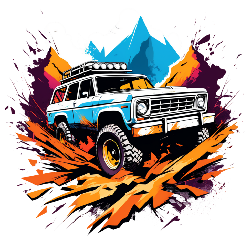 AI generated off-road car illustration for t-shirt images png