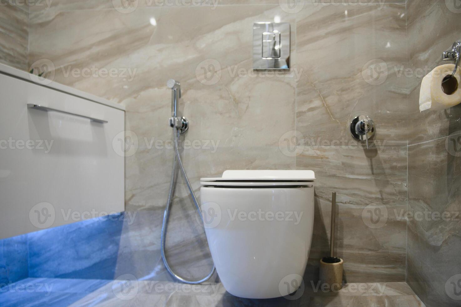 Clean Toilet bowl in hotel bathroom interior decoration photo