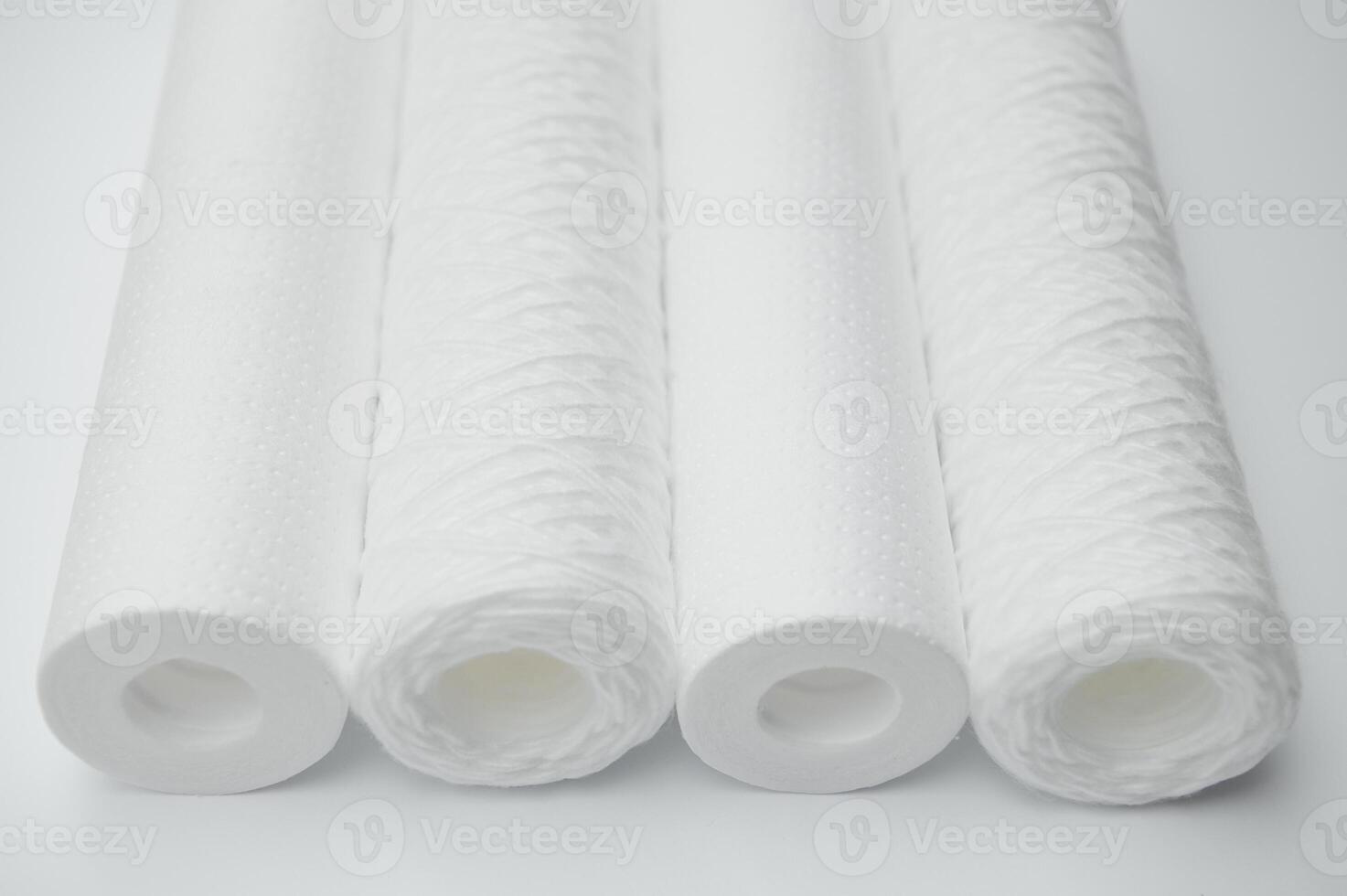 Cartridges for water treatment systems on white background. photo