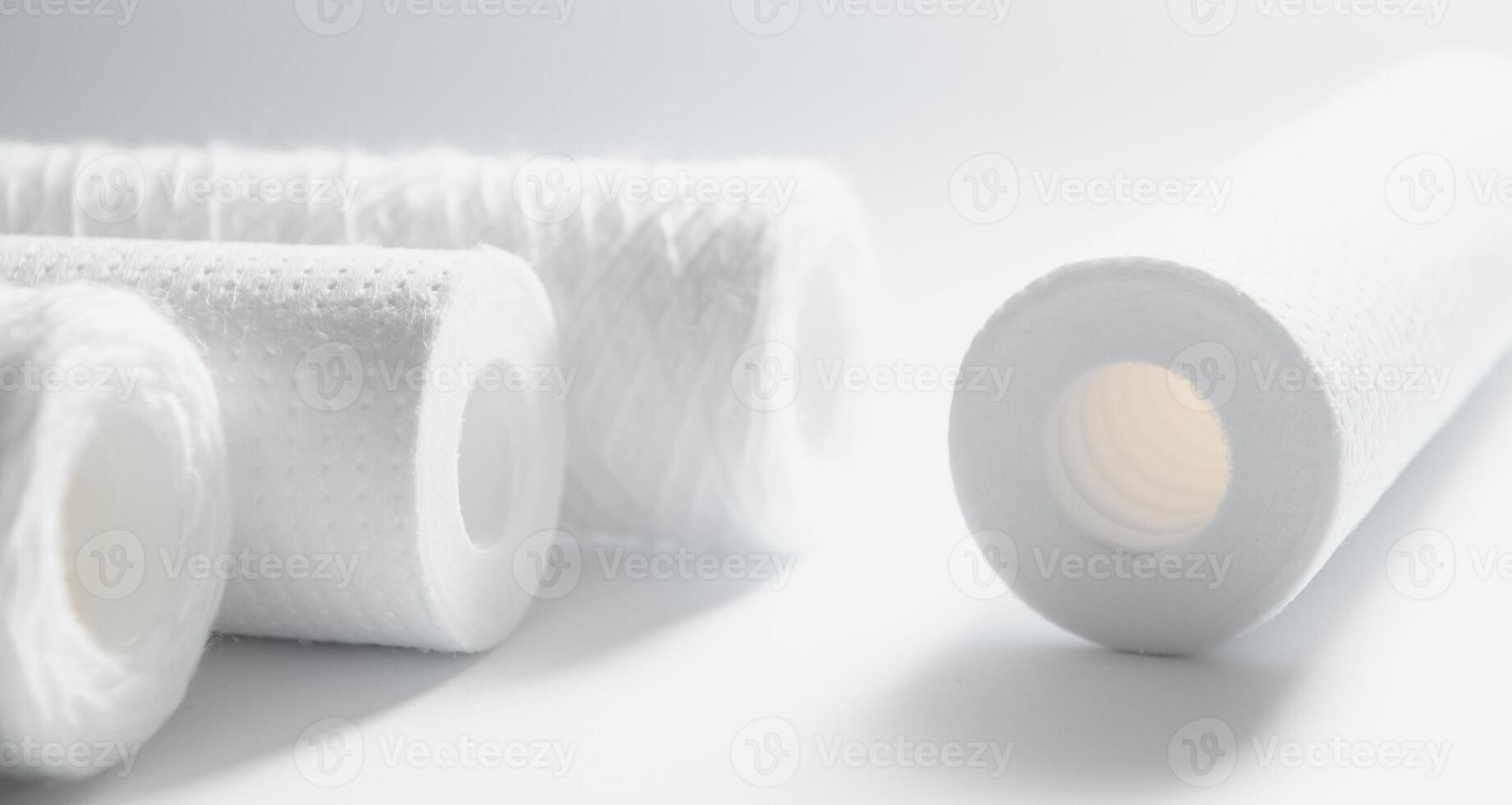 Cartridges for water treatment systems on white background. photo