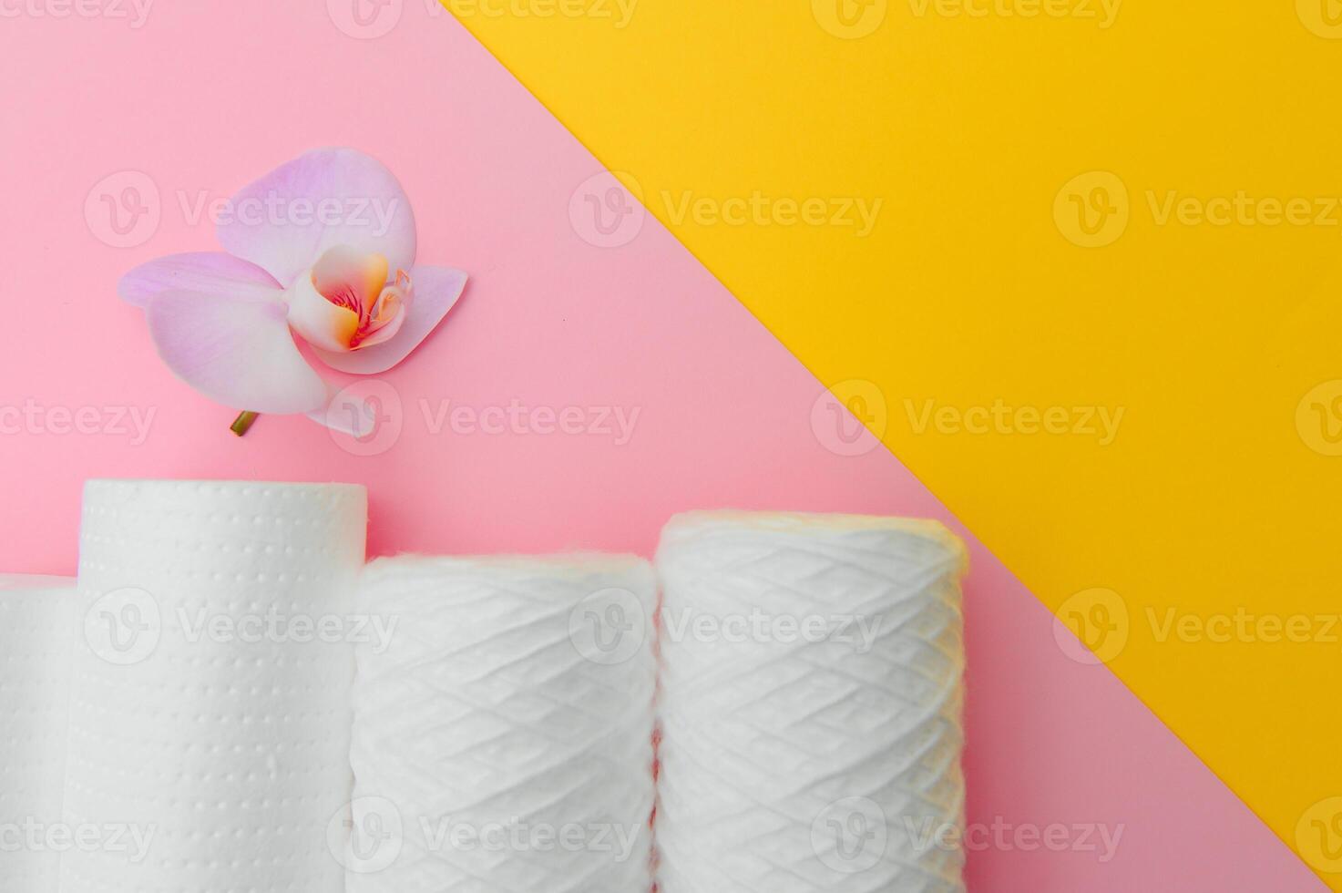 cartridges for water purification on a colored background. Concept of clean water at home photo