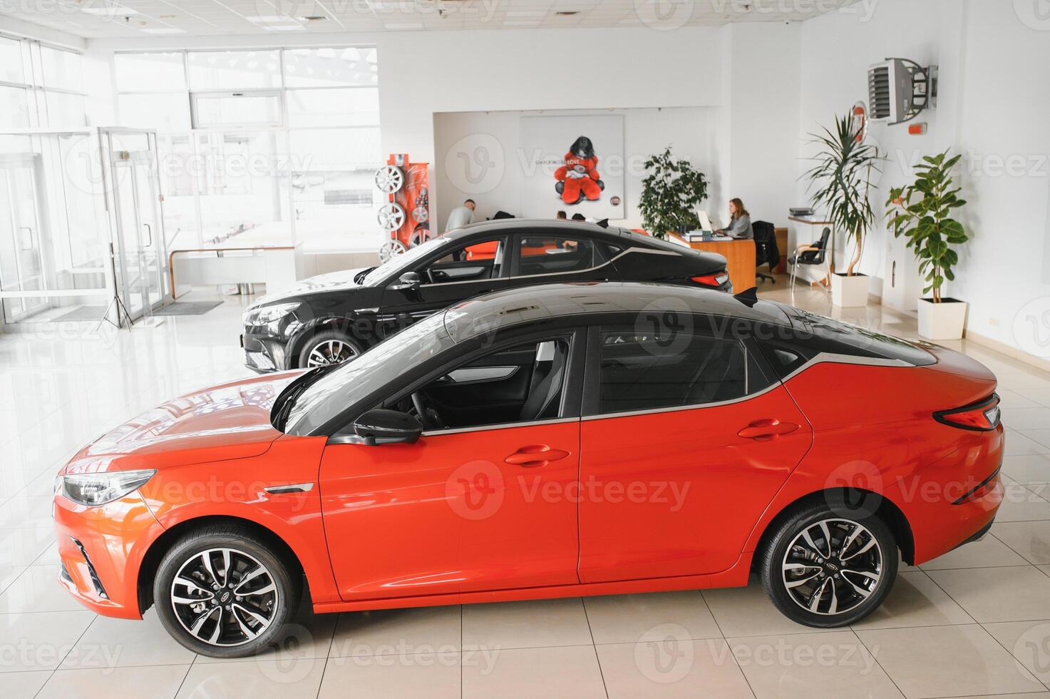 luxury modern Cars For Sale Stock Lot Row. Car Dealer Inventory. photo