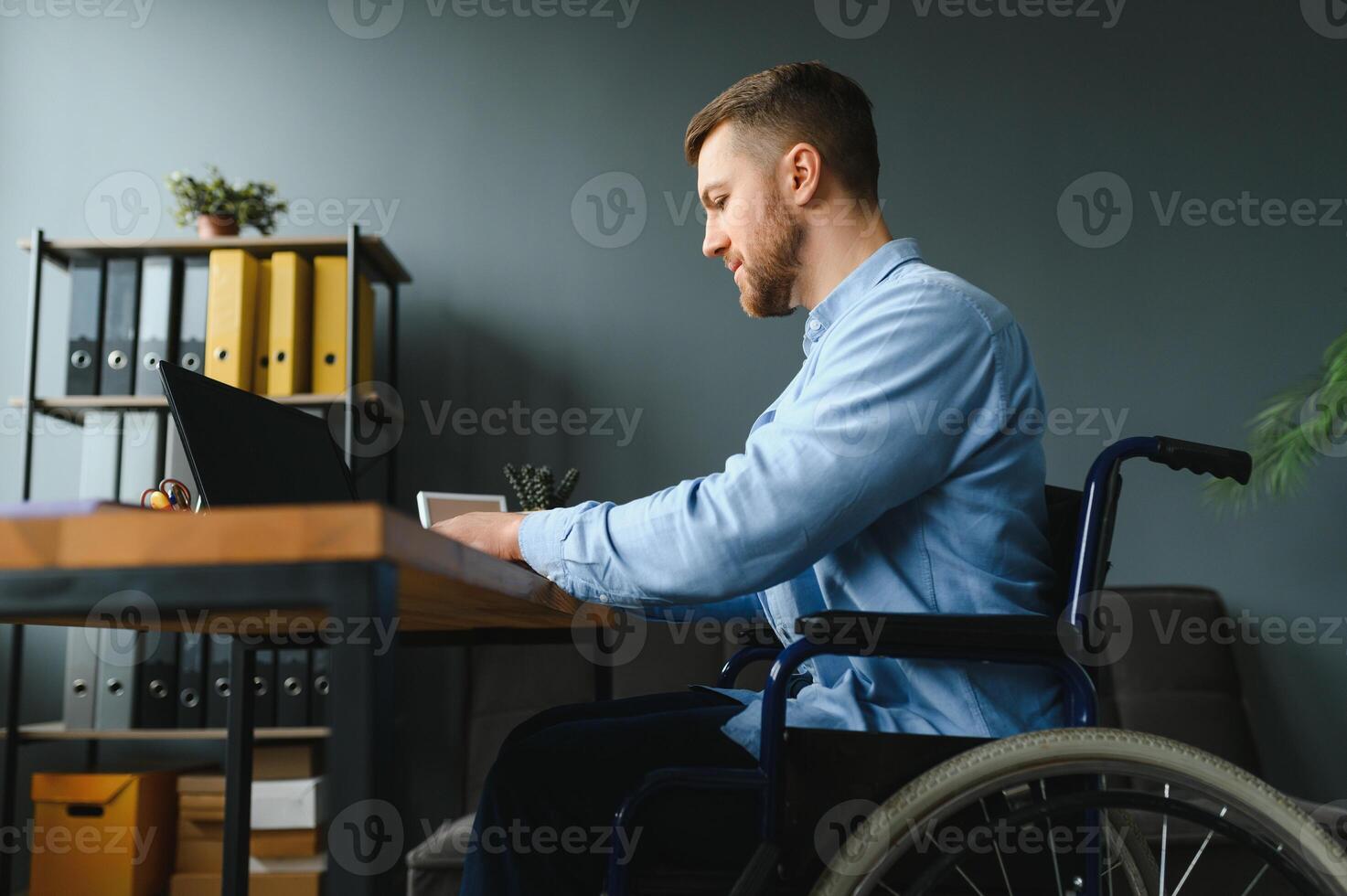 Computer Programmer Writing Program Code On Computer In Office. photo