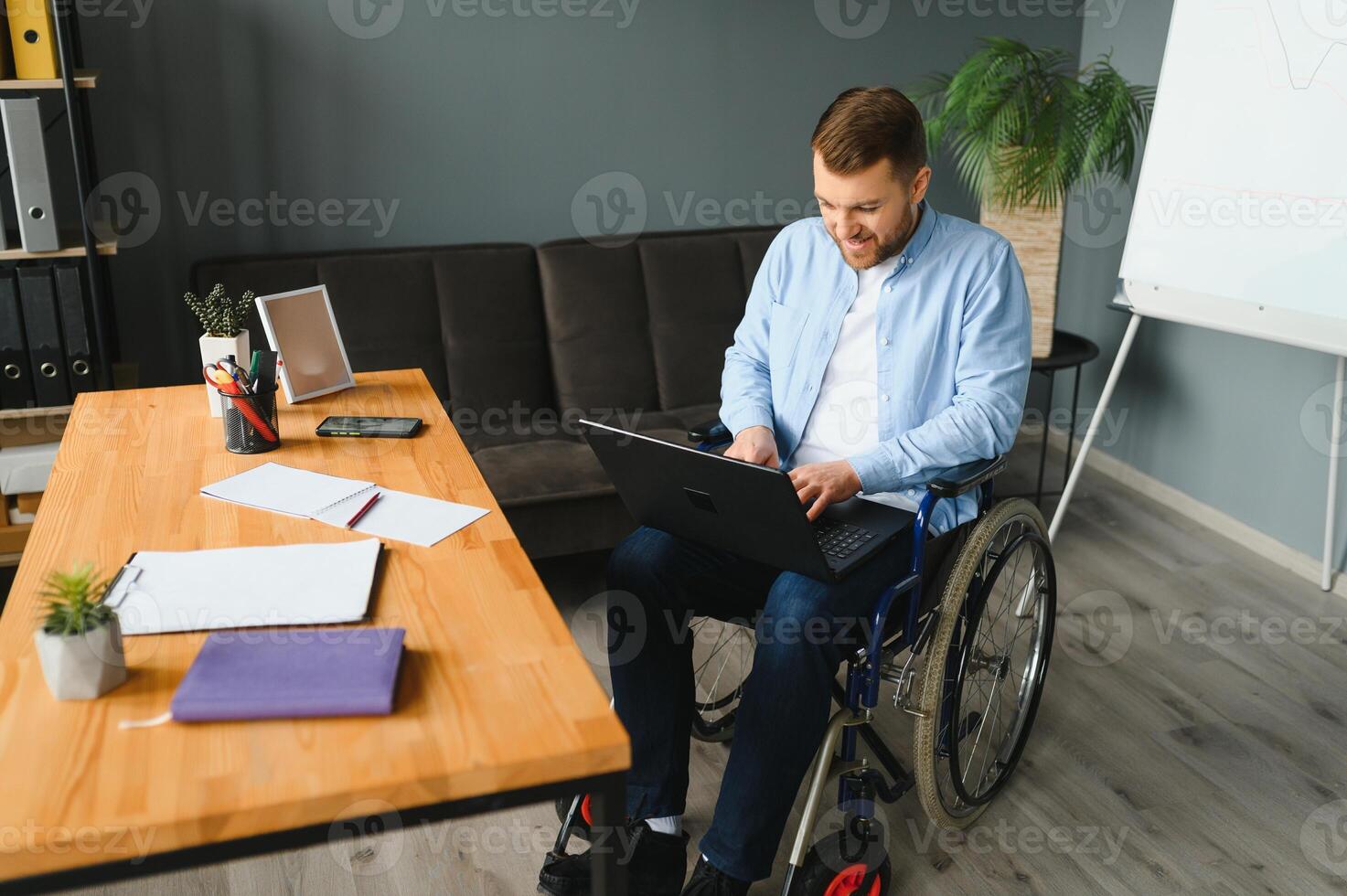 Computer Programmer Writing Program Code On Computer In Office photo