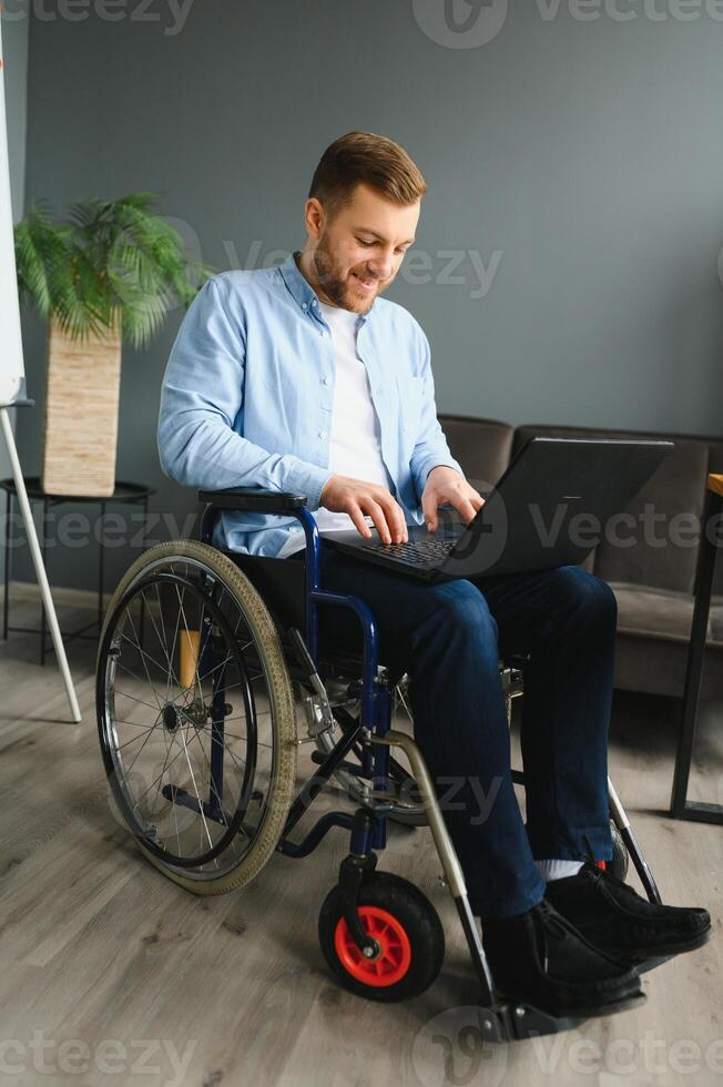 Computer Programmer Writing Program Code On Computer In Office. photo