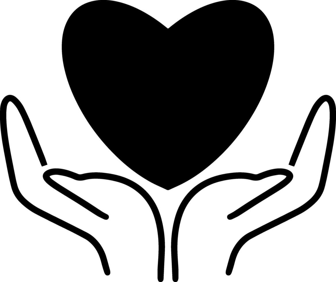 Hand heart icon Love symbol Stencil clipart Vector illustration