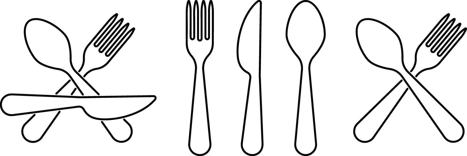 Stencil fork spoon knife icon Food clipart Vector illustration