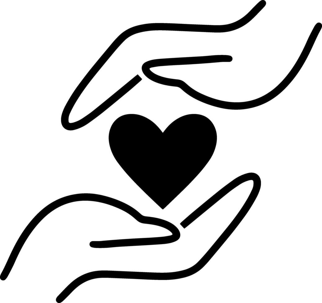 Hand heart icon Love symbol Stencil clipart Vector illustration