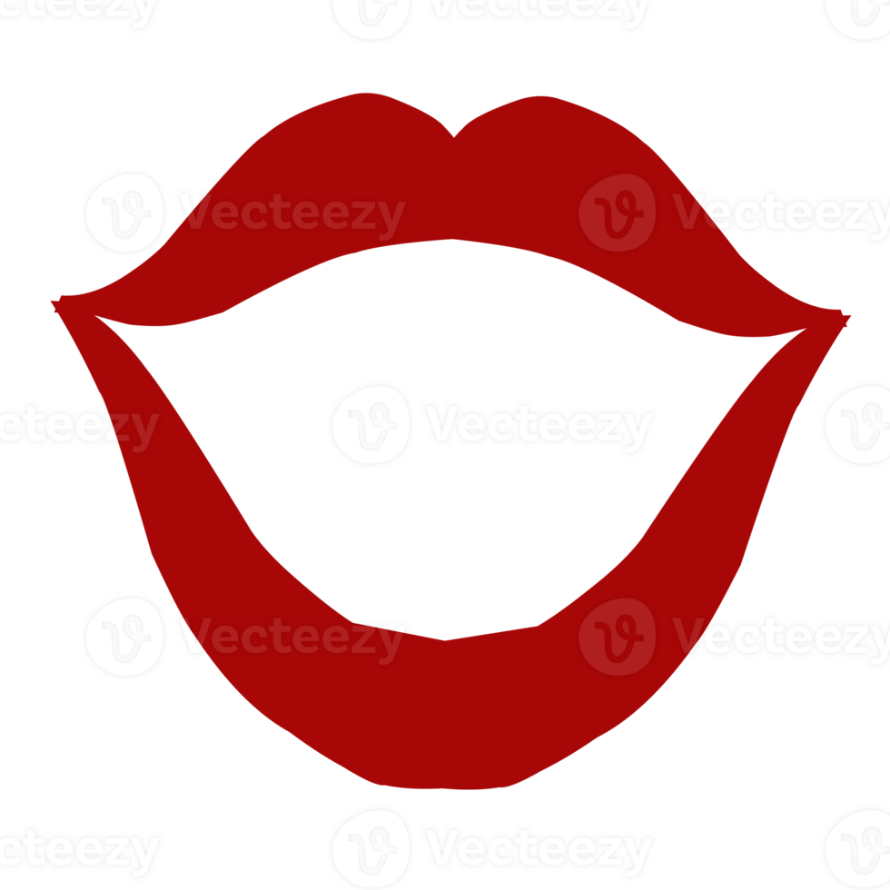 The design of women's red lips. Perfect for stickers, icons, logos, card elements, social media png