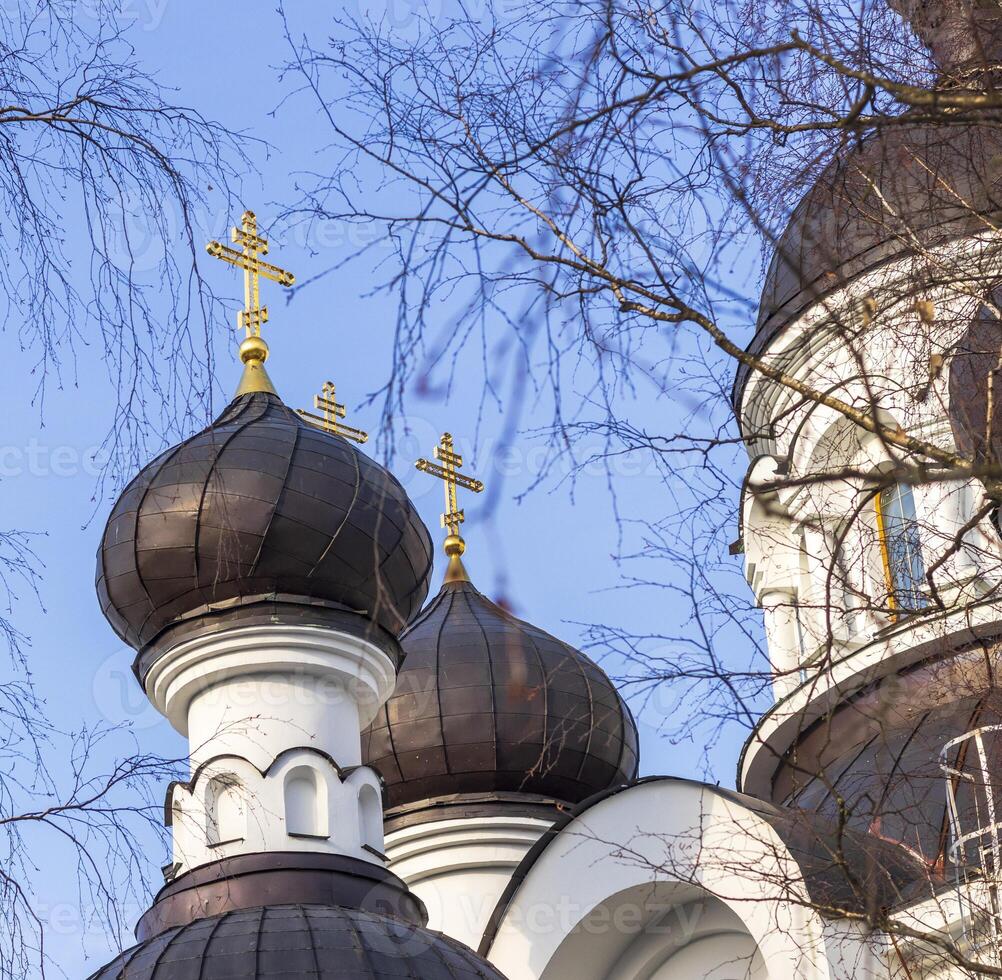 Shot of the domes of the orthodox church.. Religion photo