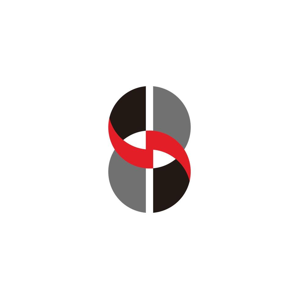 3d flat number 8 power shape logo vector