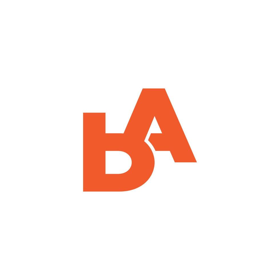 letter ba linked font simple geometric logo vector