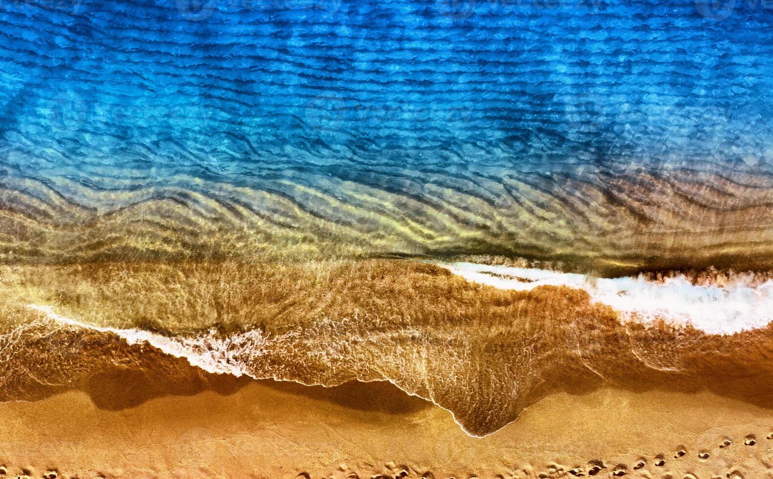 Aerial View of Person Swimming in Miami Beach. An aerial perspective captures a person swimming amidst the scenic beauty of Miami Beach. photo