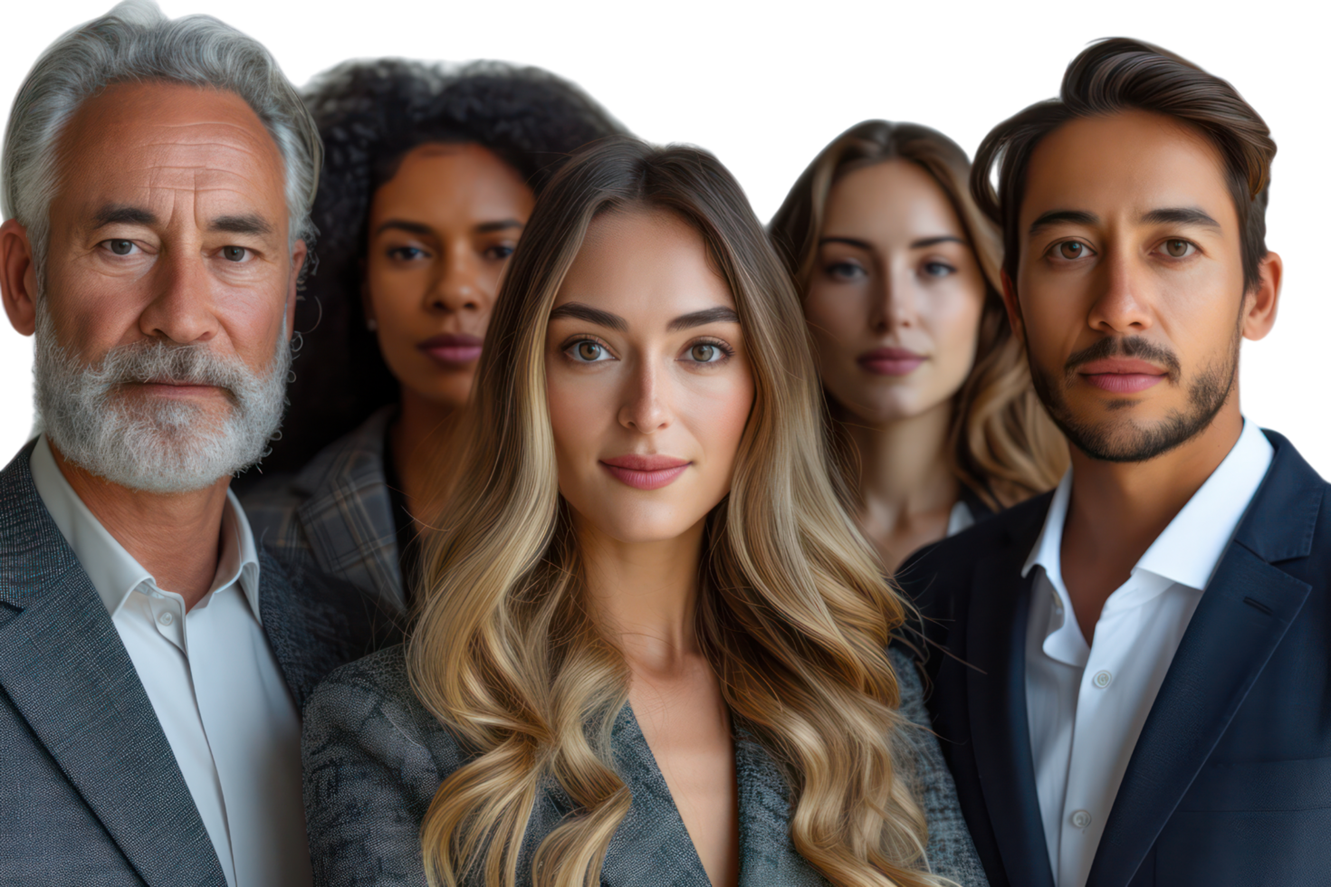 AI generated Portrait of successful group of business people at modern office looking at camera isolated isolated on transparent background png