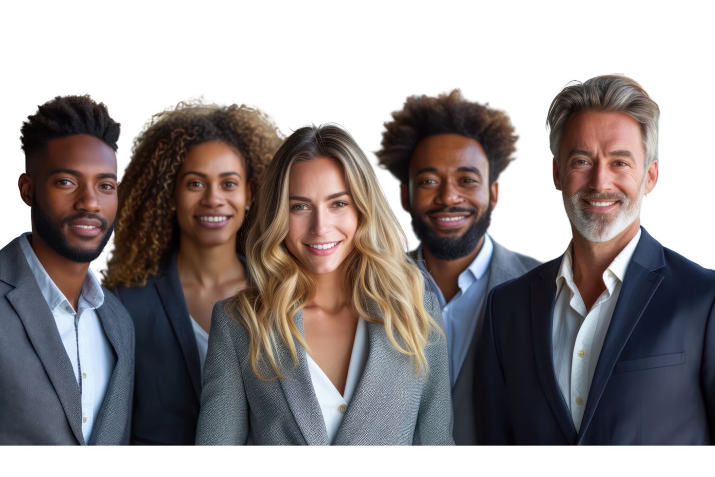 AI generated Portrait of successful group of business people at modern office looking at camera isolated isolated on transparent background png