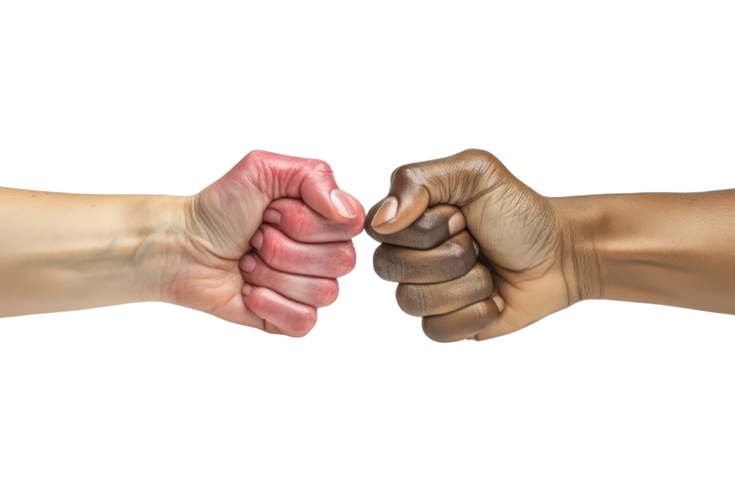 ai gerado racial punhos colidir isolado em uma Claro fundo. png