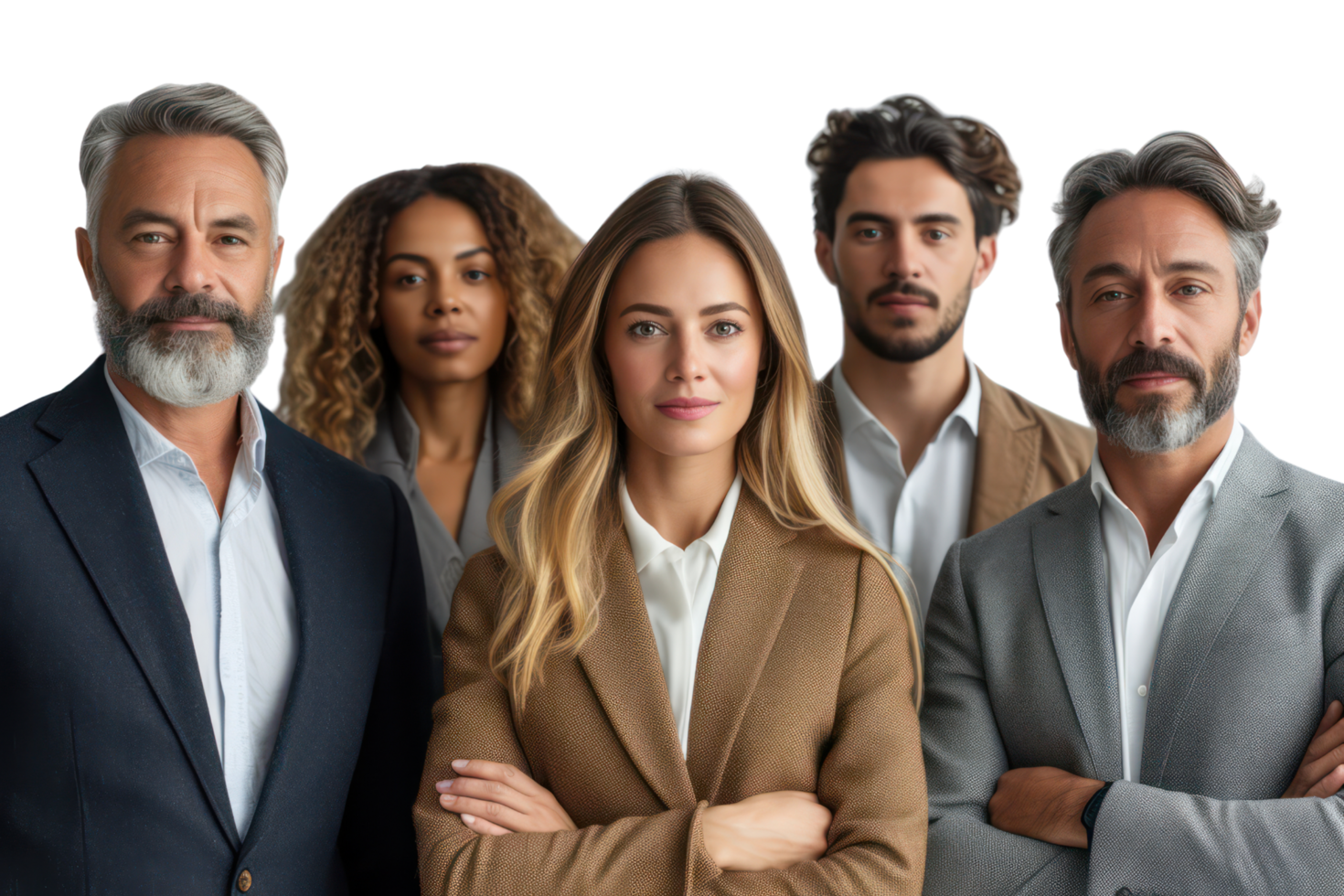 AI generated Portrait of successful group of business people at modern office looking at camera isolated isolated on transparent background png