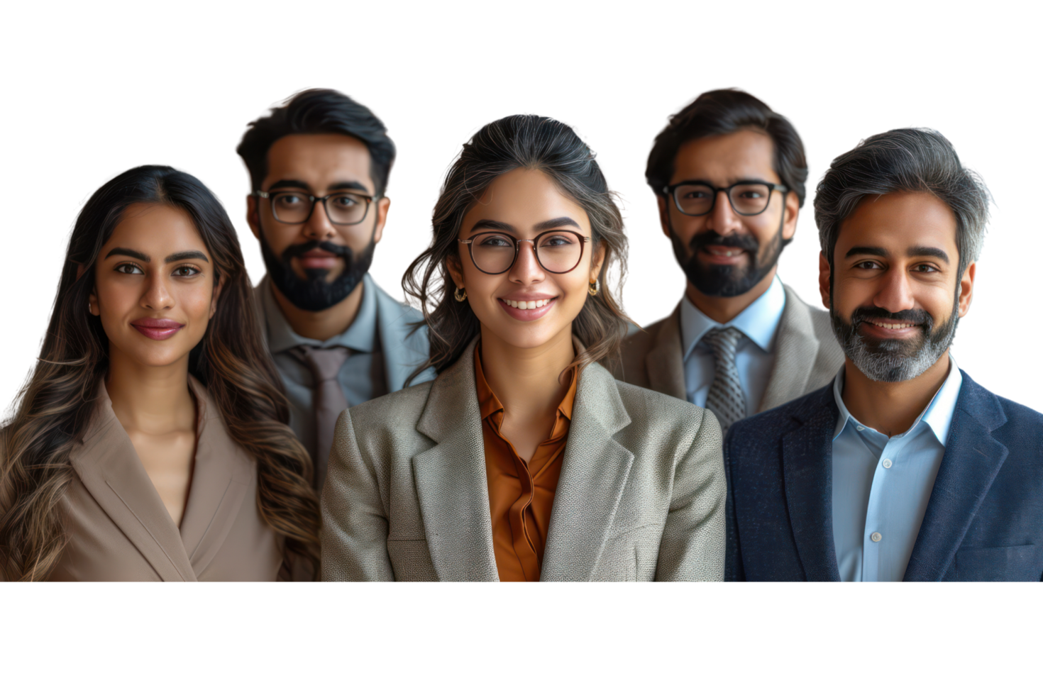 AI generated Portrait of successful group of indian business people at modern office looking at camera isolated isolated on transparent background png