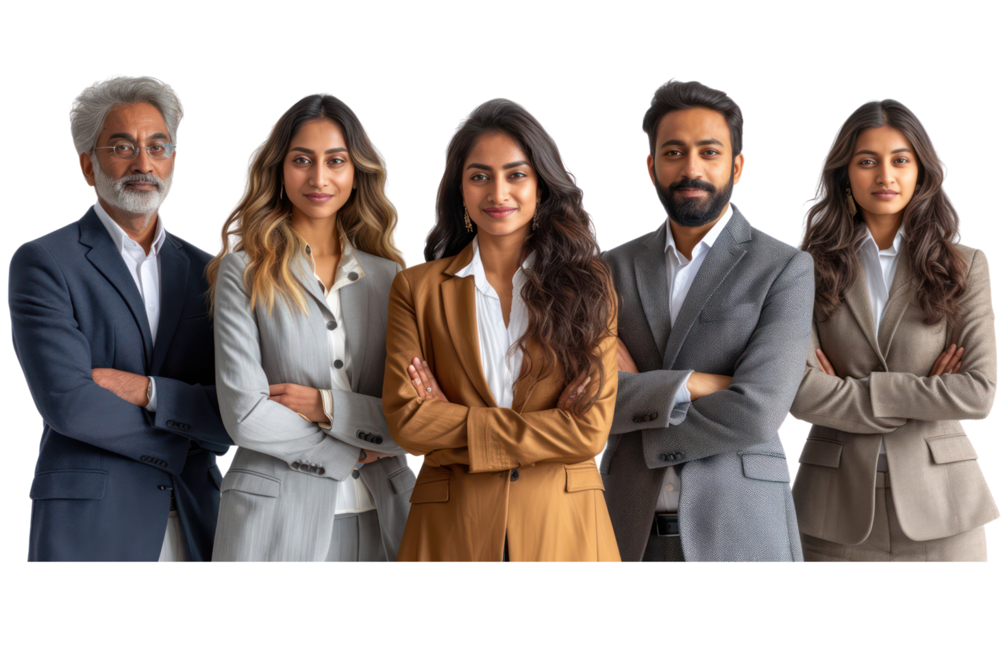 AI generated Portrait of successful group of indian business people at modern office looking at camera isolated isolated on transparent background png