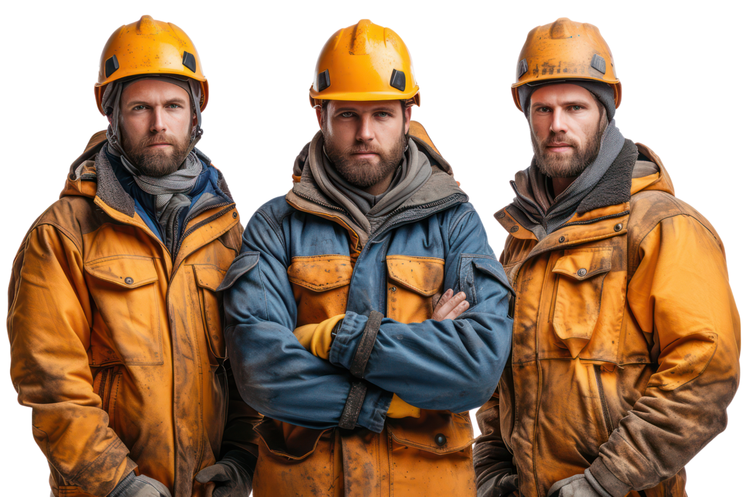 AI generated Group of workman in style isolated on transparent background. png