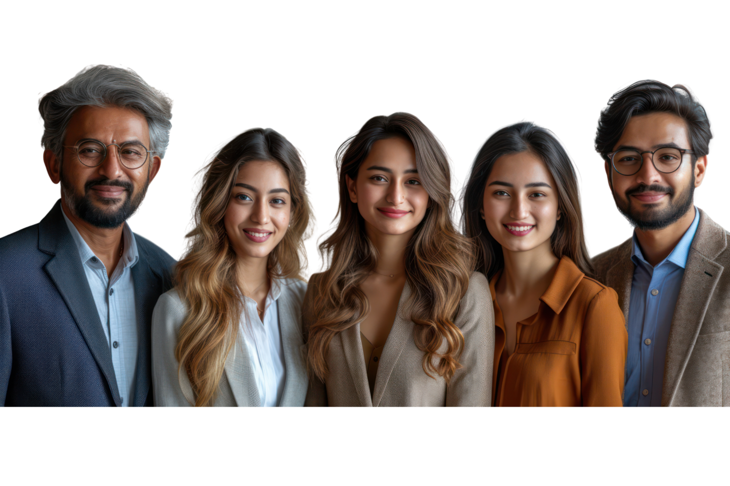 AI generated Portrait of successful group of indian business people at modern office looking at camera isolated isolated on transparent background png