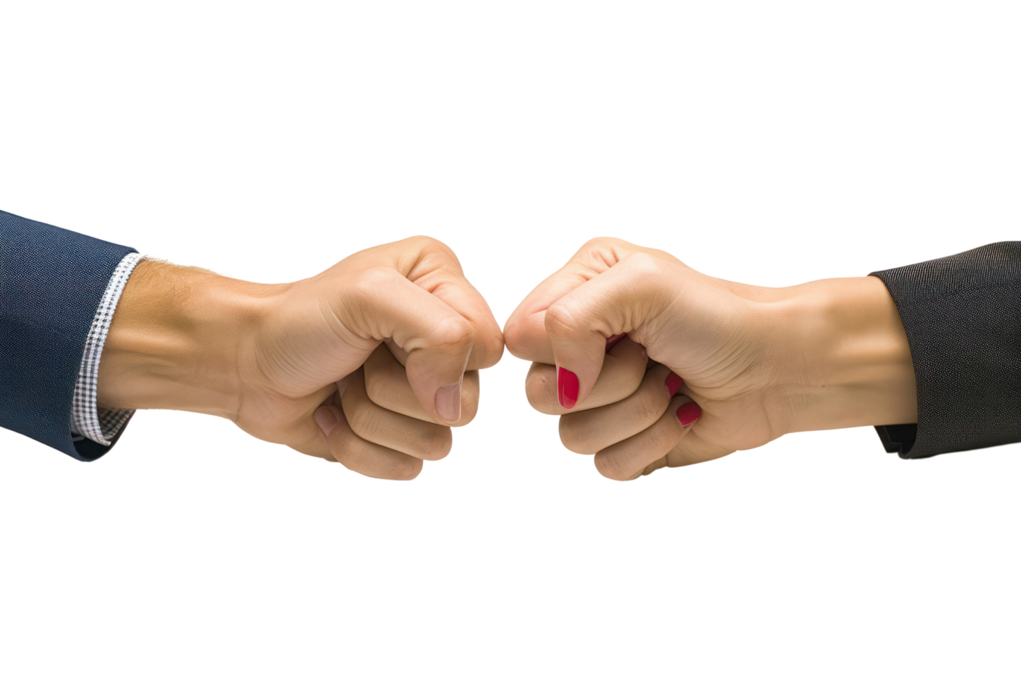 AI generated Fist to fist. Female hand vs. female hand isolated on transparent background png