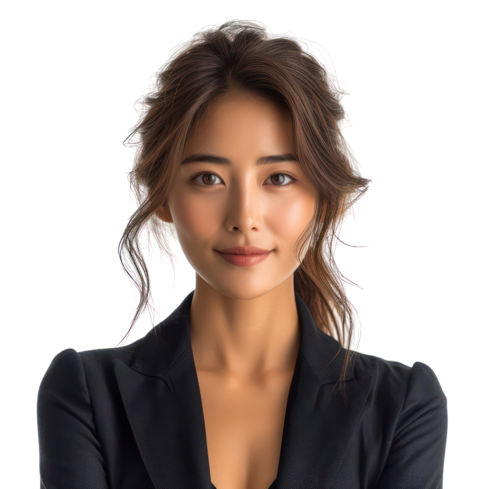 AI generated Beautiful business asian woman smiles Isolated on transparent background. png