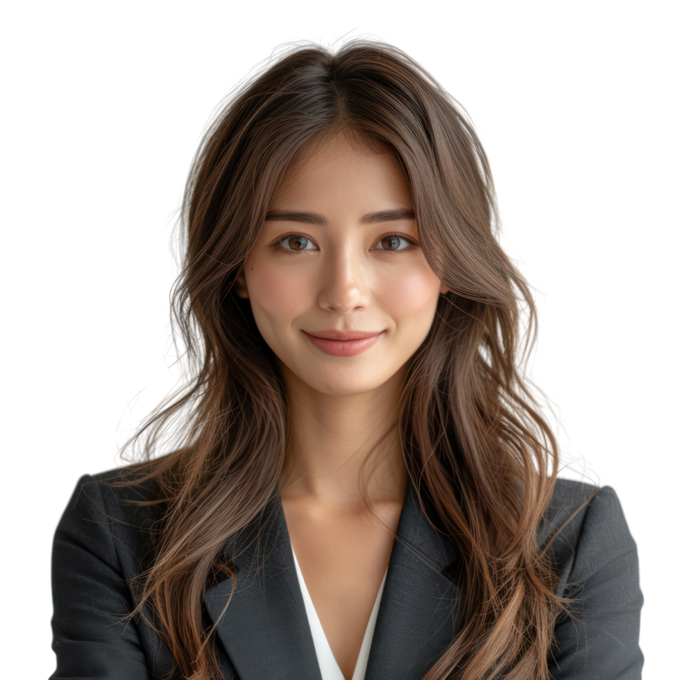 AI generated Beautiful business asian woman smiles Isolated on transparent background. png