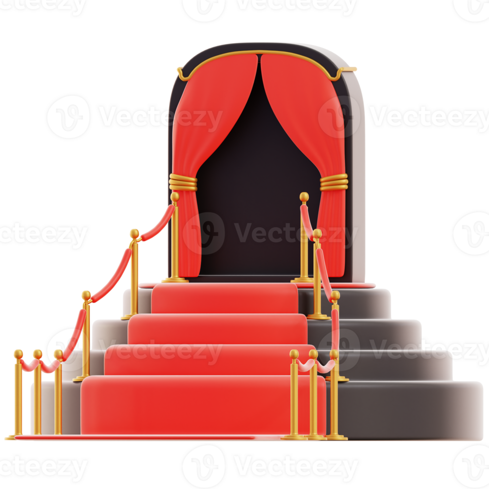 rouge tapis film production dispositif et outils 3d illustration png