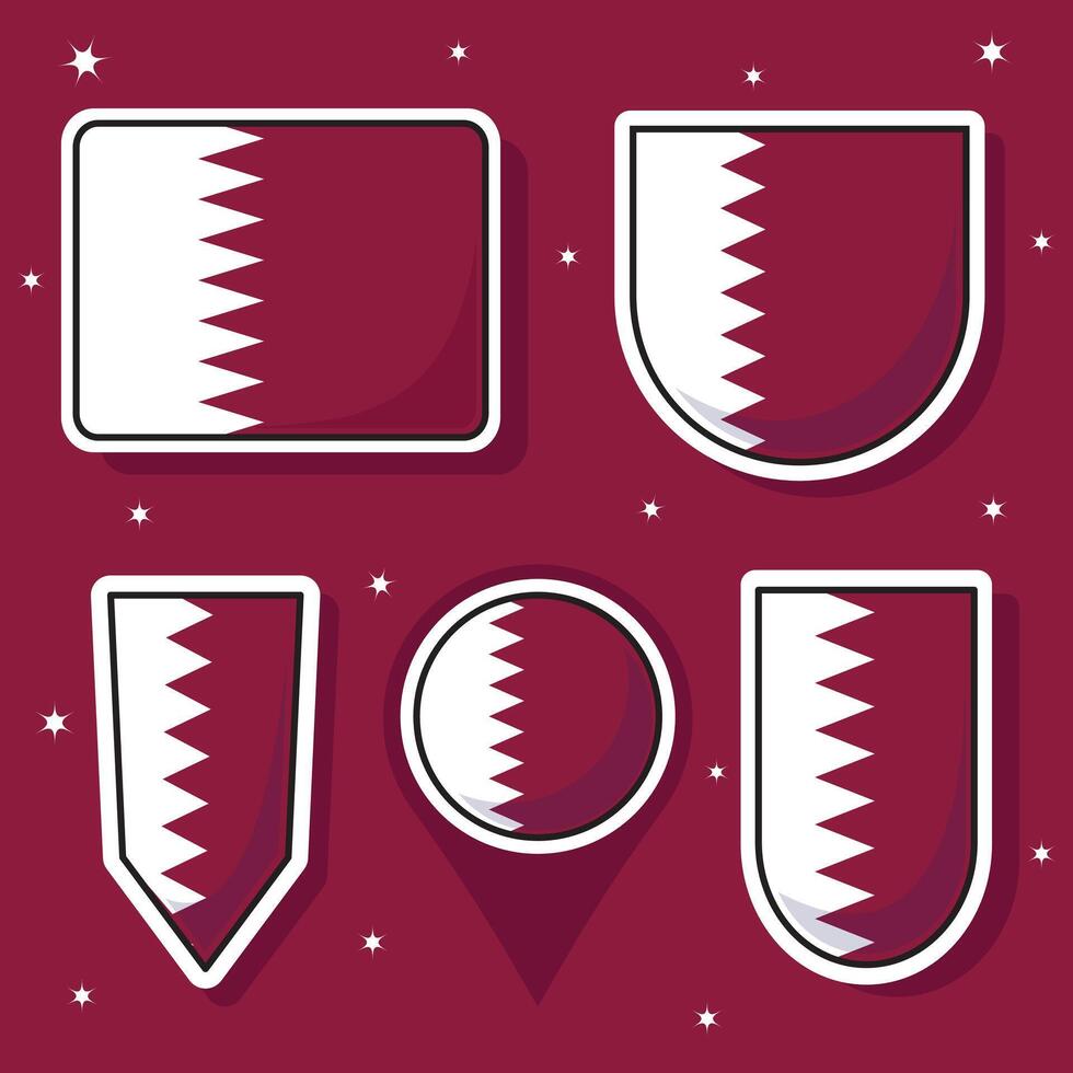 Qatar national flag cartoon vector illustration icon mascot bundle packs