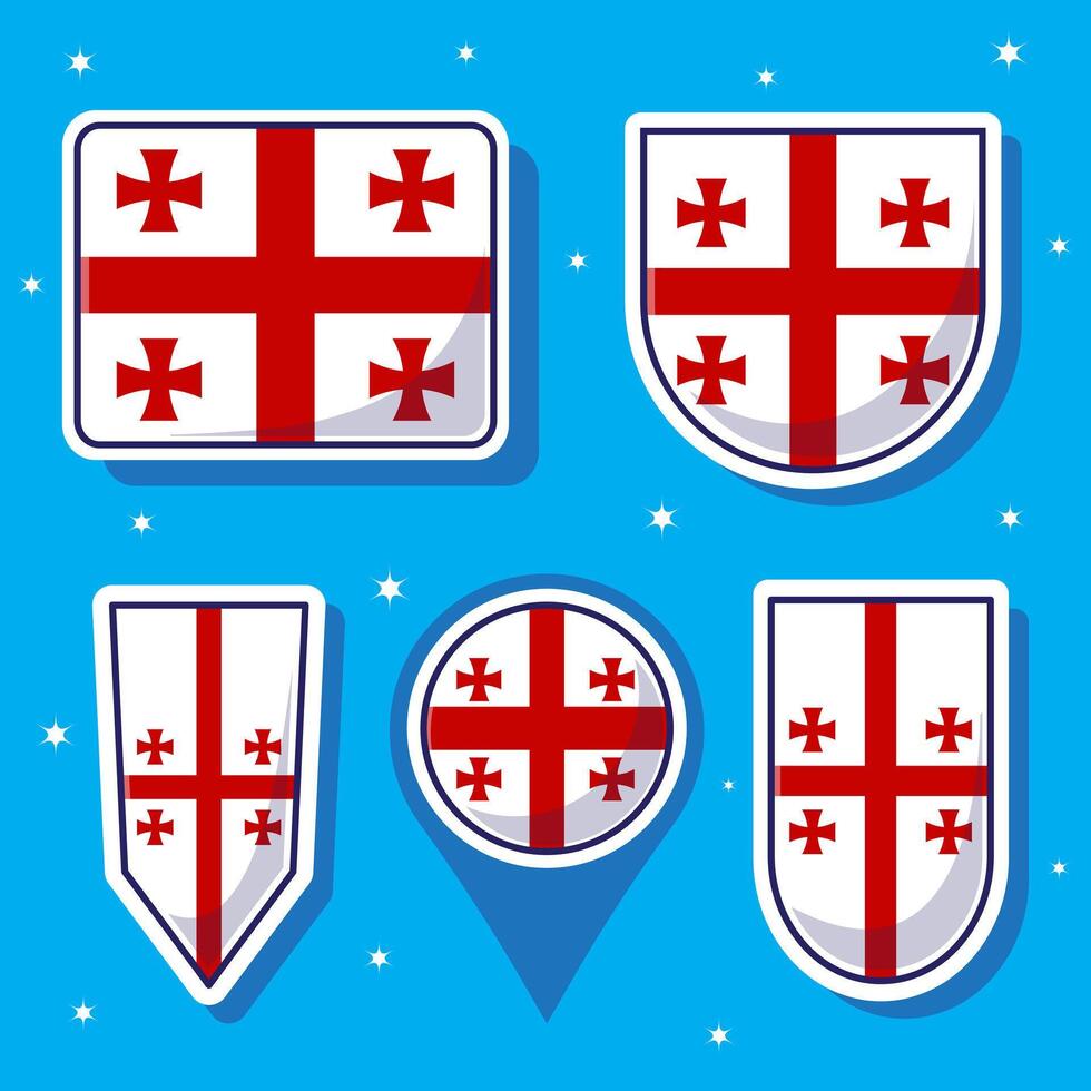 Georgia national flag cartoon vector illustration icon mascot bundle packs