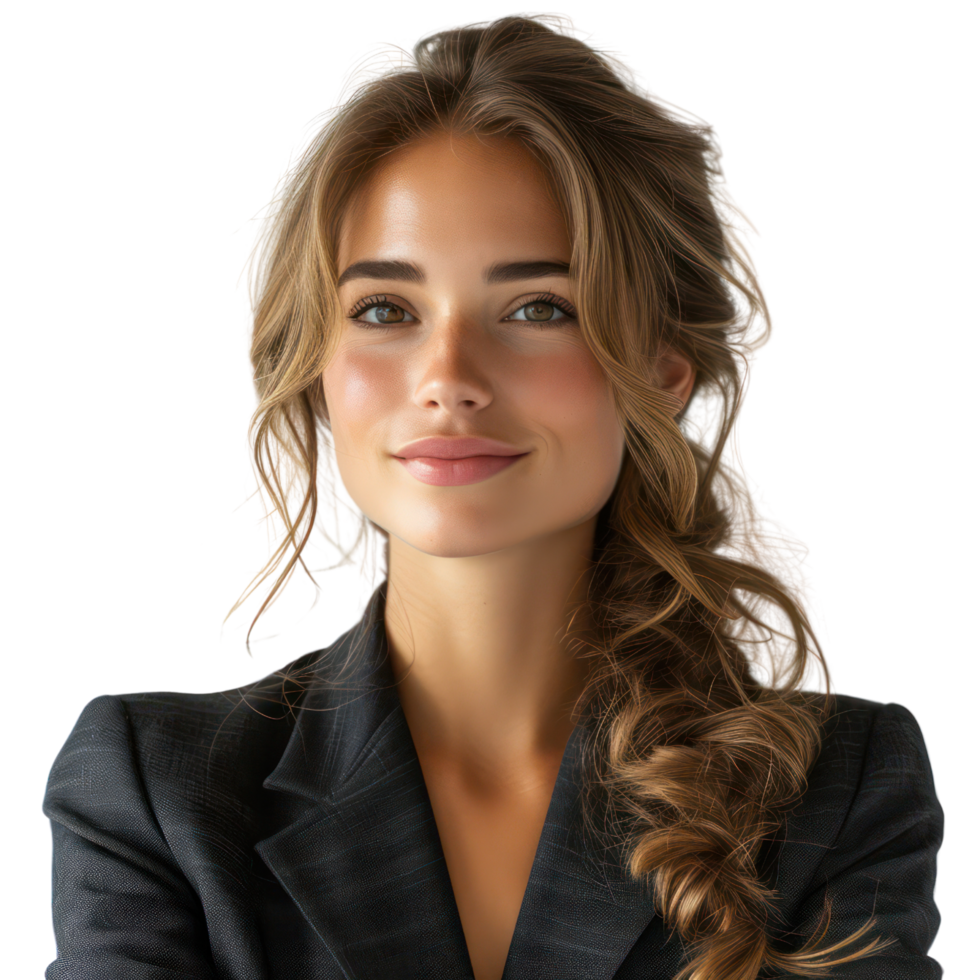 Beautiful business woman smiles Isolated on transparent background. png