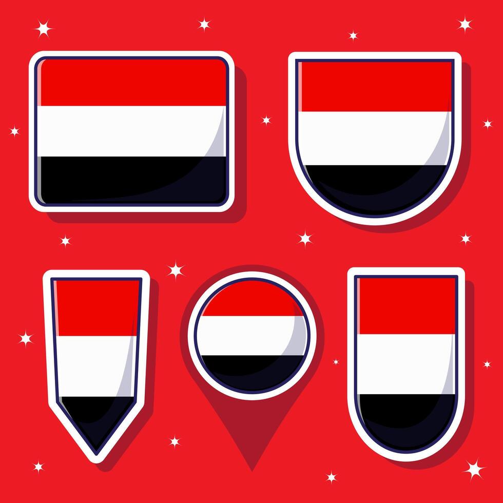 Yemen national flag cartoon vector illustration icon mascot bundle packs