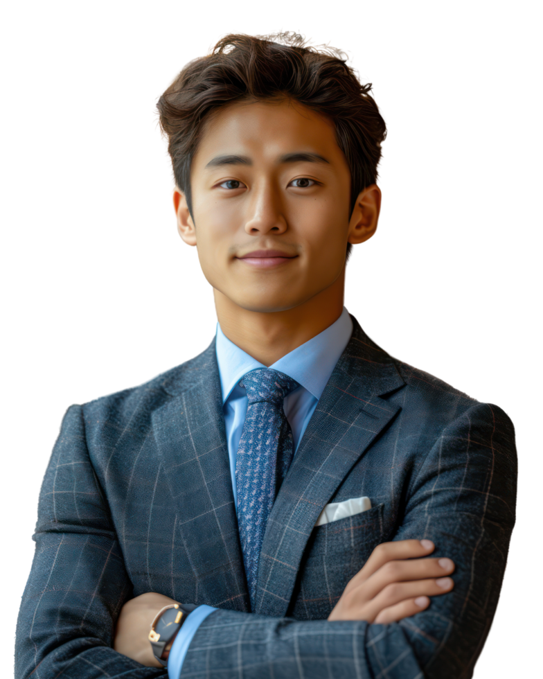 Asian businessman smiling Isolated on a clear background. png