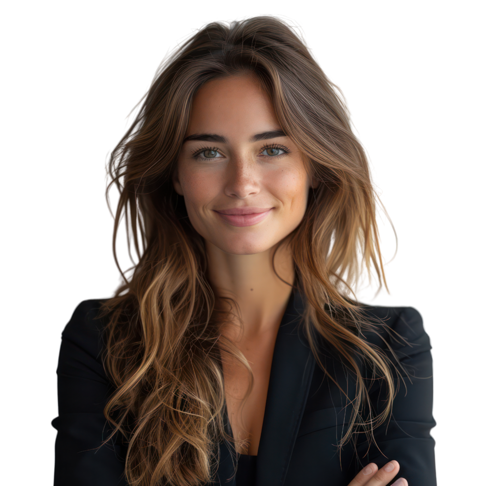 Beautiful business woman smiles Isolated on transparent background. png