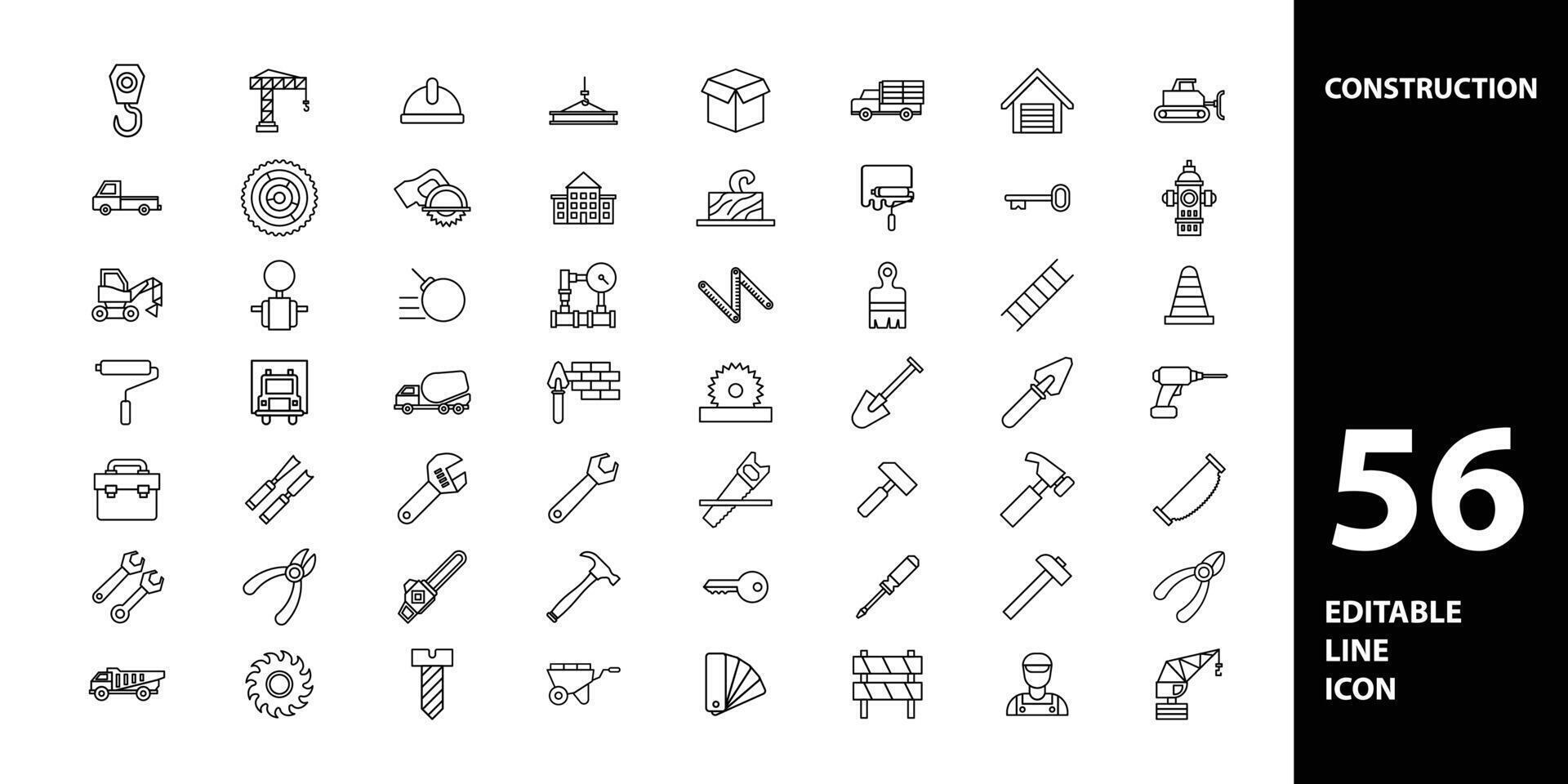 icon set construction for building, carpentier, house, manufacture vector