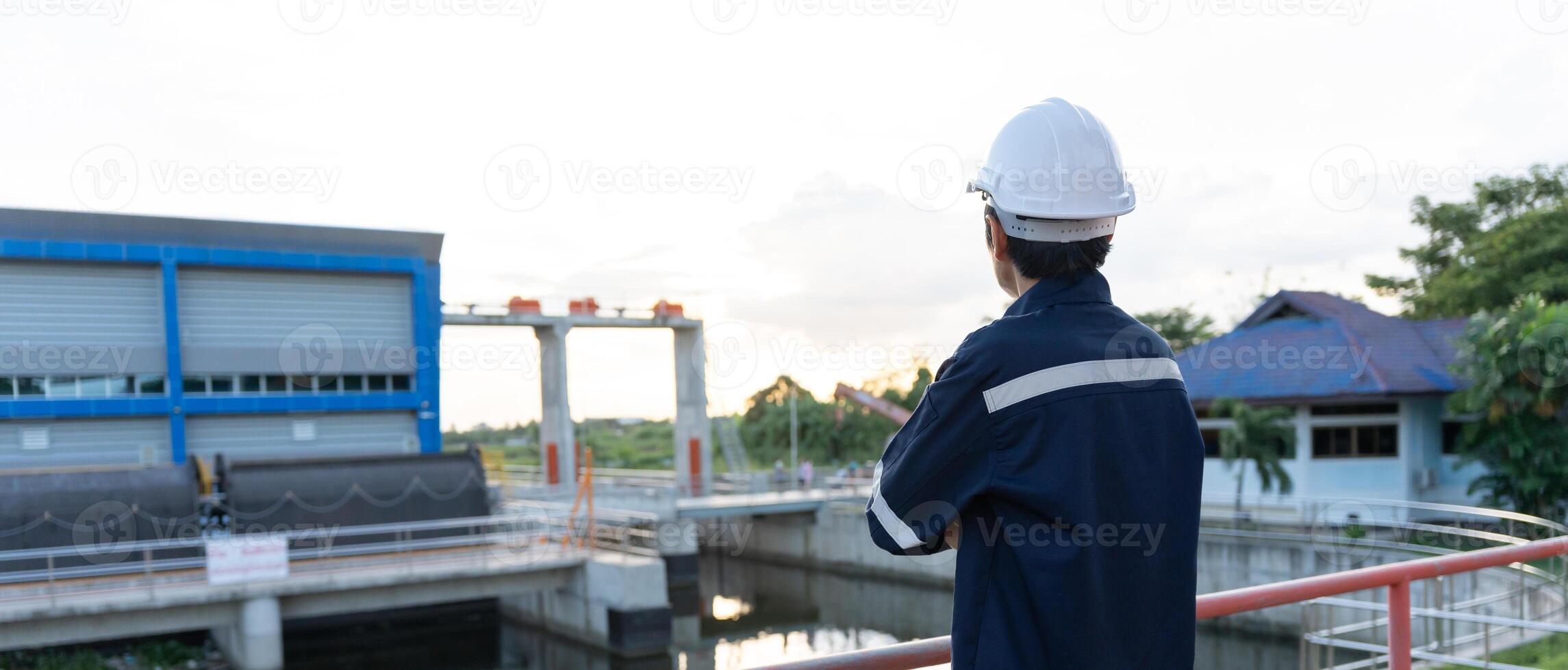 maintenance and inspector. Maintenance engineers are checking results of inspection of buildings and structures. Irrigation engineers are exploring sluice systems, technician, repairman, manufacturing photo