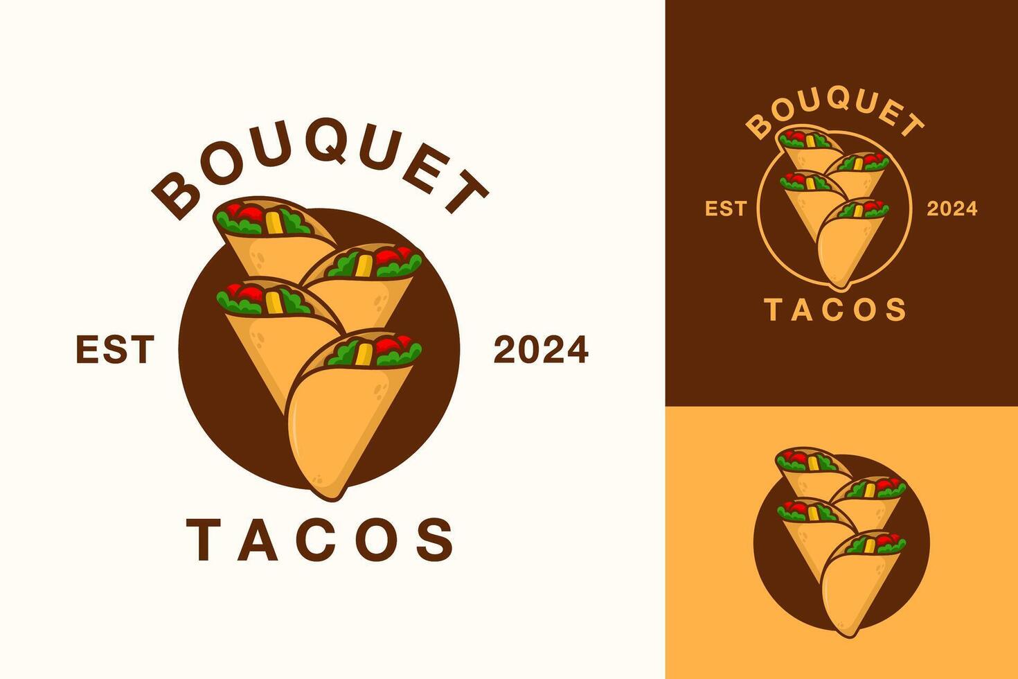 Delicious Mexican Taco Bouquet Logo Design vector