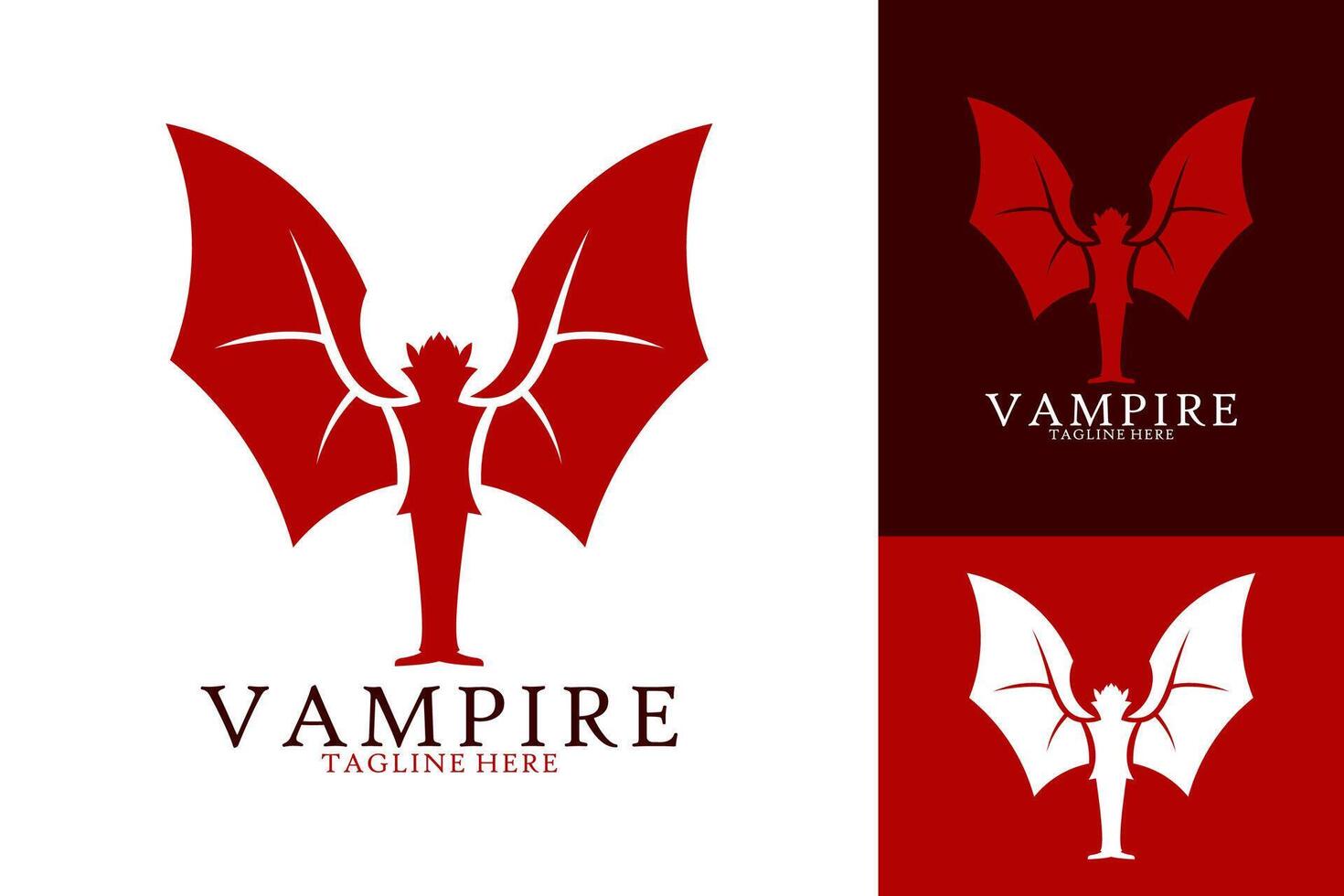 vampiro plano rojo alas drácula logo diseño vector