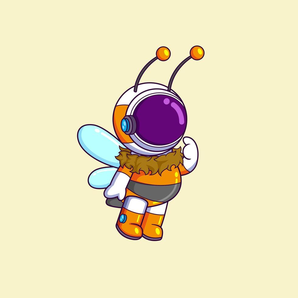 Cute astronaut wearing bee costume vector