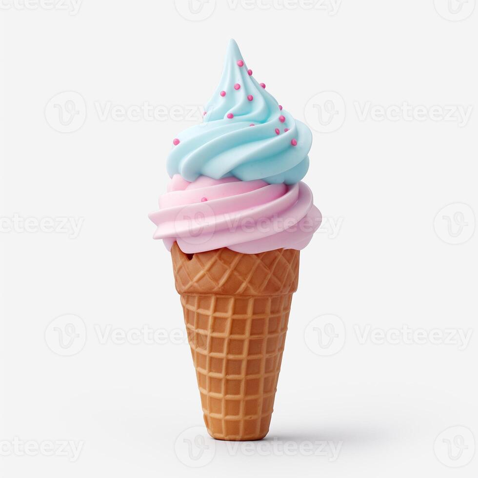 AI generated Ice cream cone isolated on white background, generative AI photo