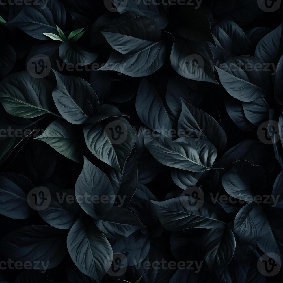 AI generated Dark leaves background, showcasing nature's freshness and growth, generative AI photo