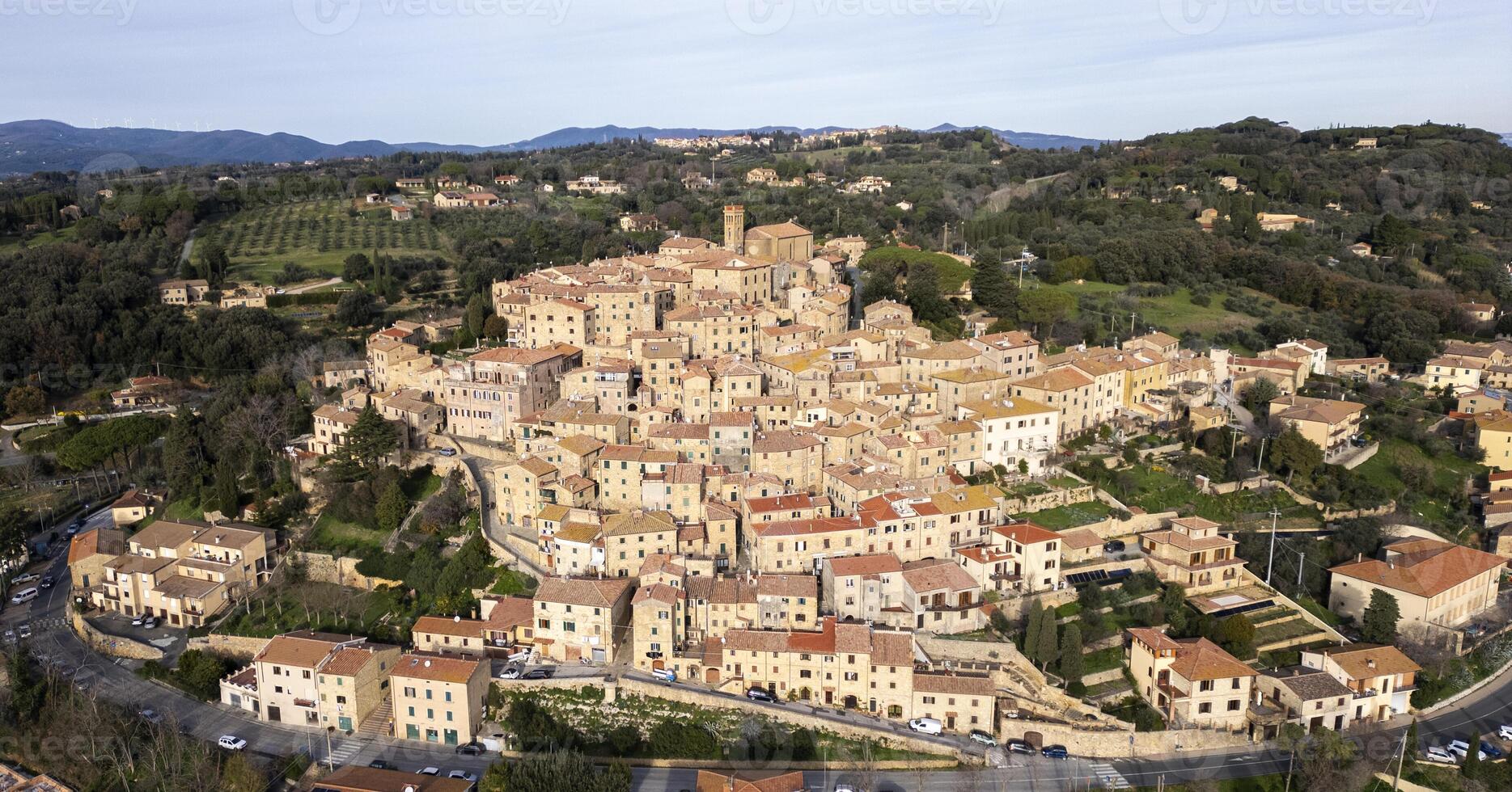 Casale Marittimo Tuscany Italy aerial view photo