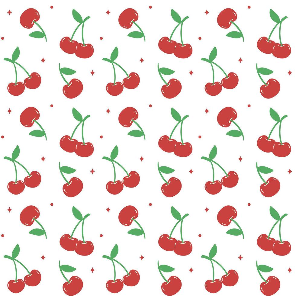 Preppy retro Cherry with bow seamless pattern, Coquette seamless background isolated on white. vector