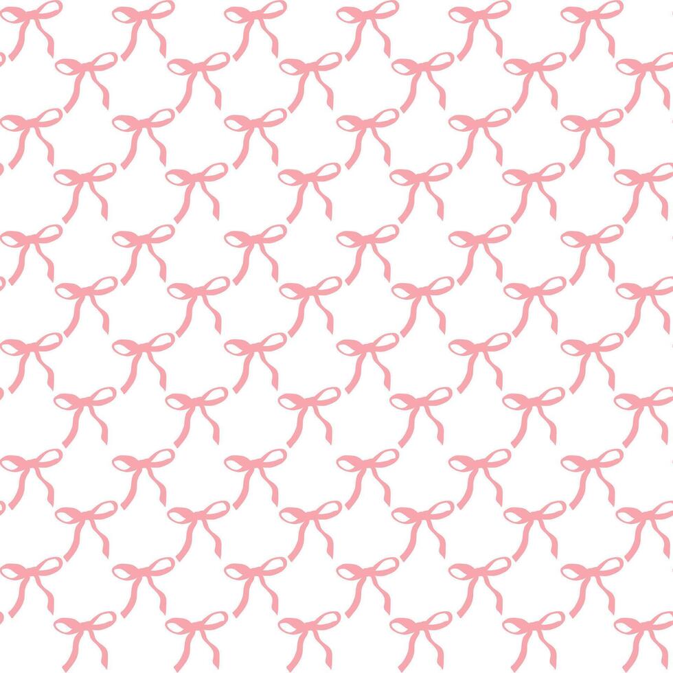 cute coquette aesthetic pattern seamless pink ribbon bow isolated on white background vector