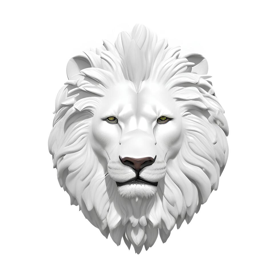AI generated Head of lion stucco isolated on white background photo